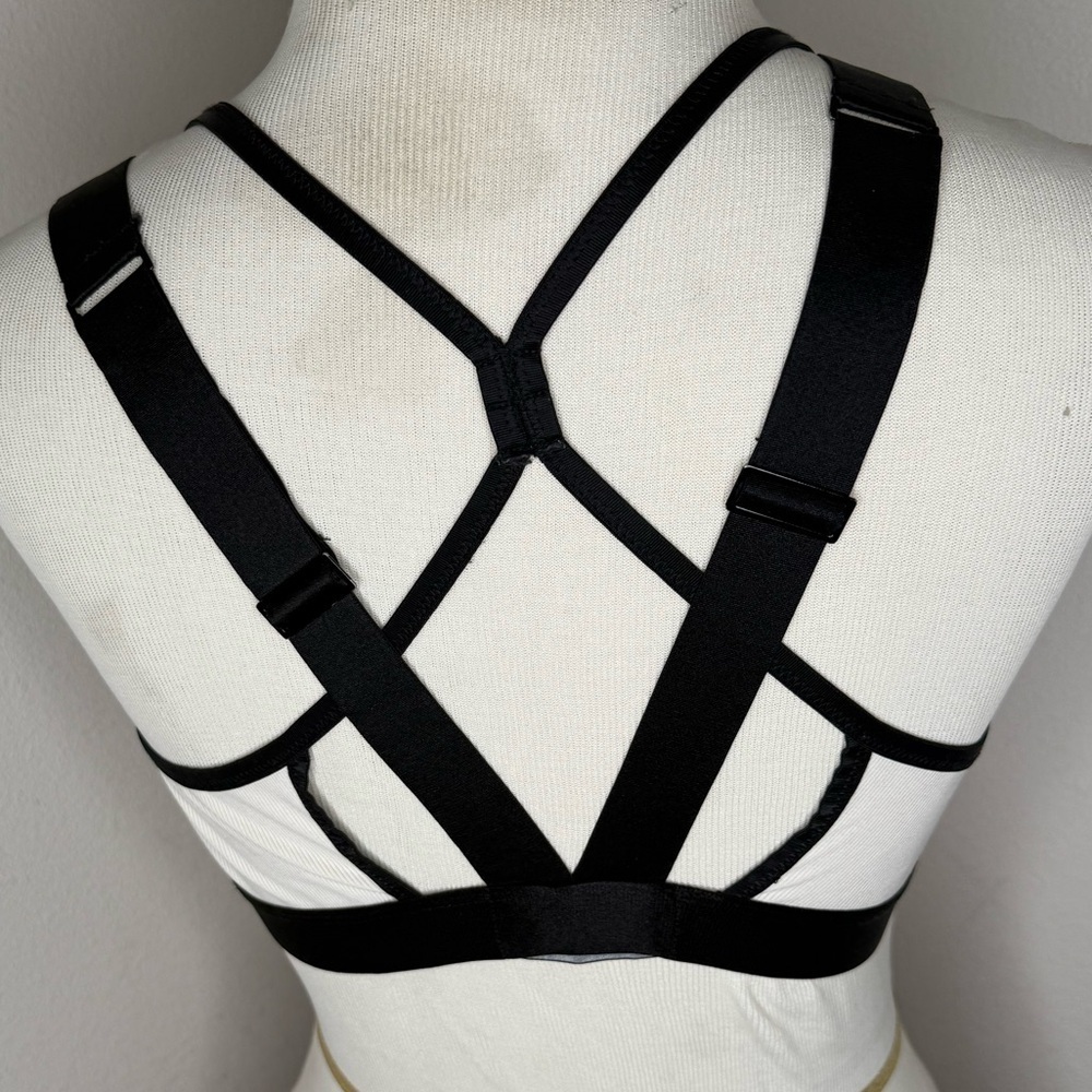 Emporio Armani Bra Iconic Logoband Padded Caged Cage strap Black and White - Picture 3 of 7